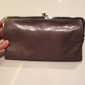 Hobo Gray Leather Clutch/Wallet